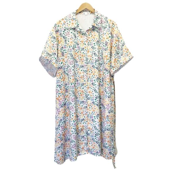 Summersalt The Do It All Belted Shirtdress in Wildflower Fields Print Size XL - Picture 4 of 13